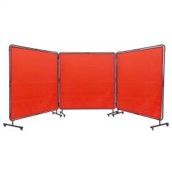 767#Welding Screen with Frame, 6' x 6' 3 Panel Welding Curtain Screens, Flame-Resistant Vinyl Welding Protection Screen on 12 Swivel Wheels (6 Lockabl