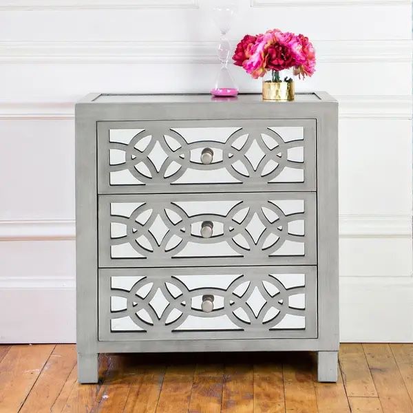 Mirrored Silver 3-drawer Chest/Side Table