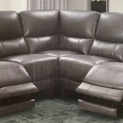 LEATHER POWER RECLINING SECTIONAL