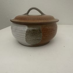 Vintage Boho Primitive Cottage Hand Made Pottery Stoneware Crock