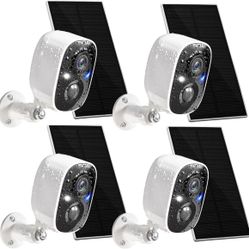 GMK Solar Security Cameras Wireless Outdoor 4 Pack, 2K Battery Powered Cameras for Home Security