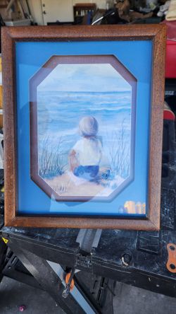 Little Boy On The Beach Art Picture