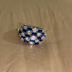 New Blue Baguette Cut Zircon SAPPHIRE ETERNITY Ring 7