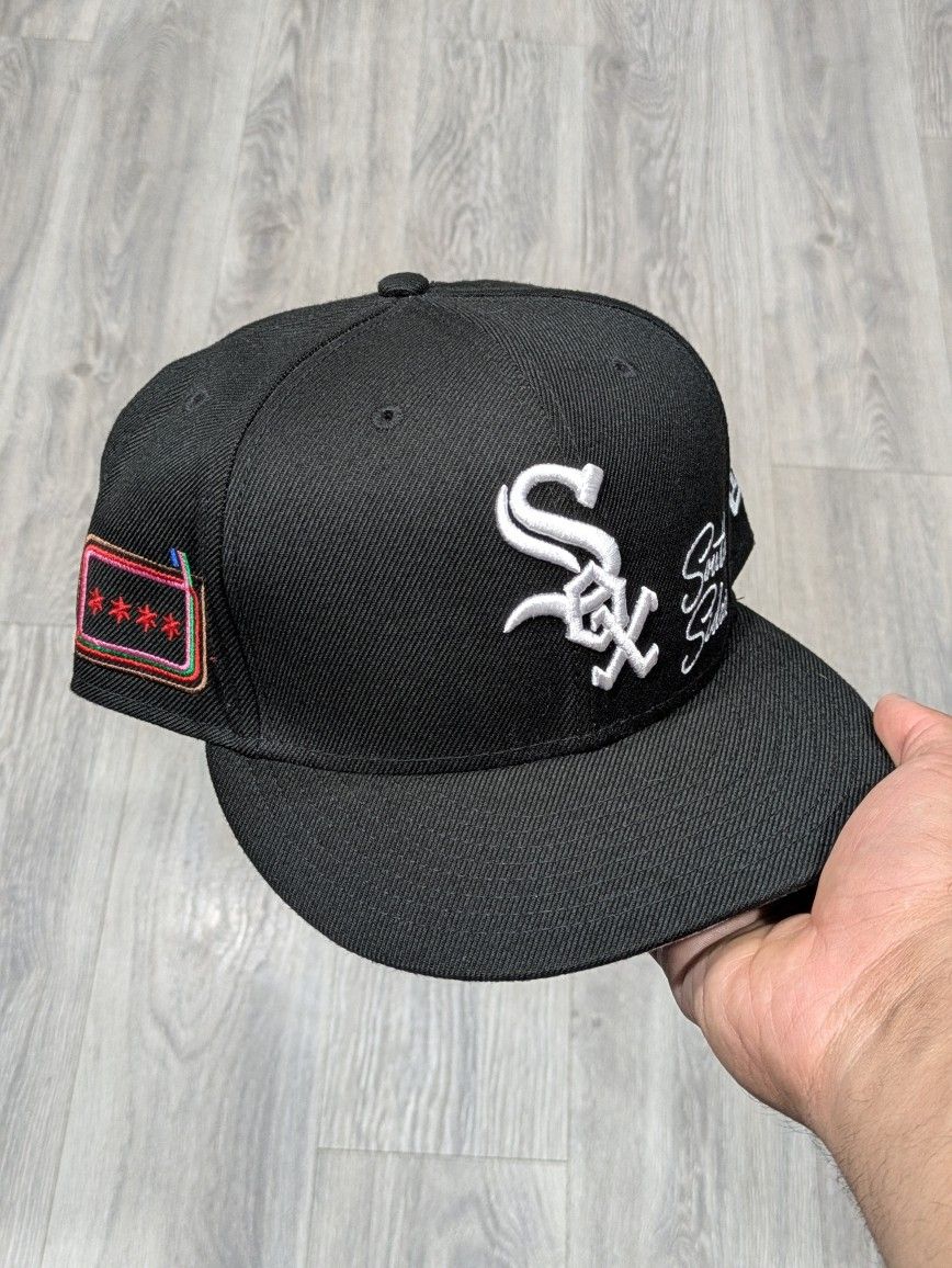 Boné Aba Reta New Era 59fifty Chicago White Sox Preto Branco Tamanho 7 34 615cm