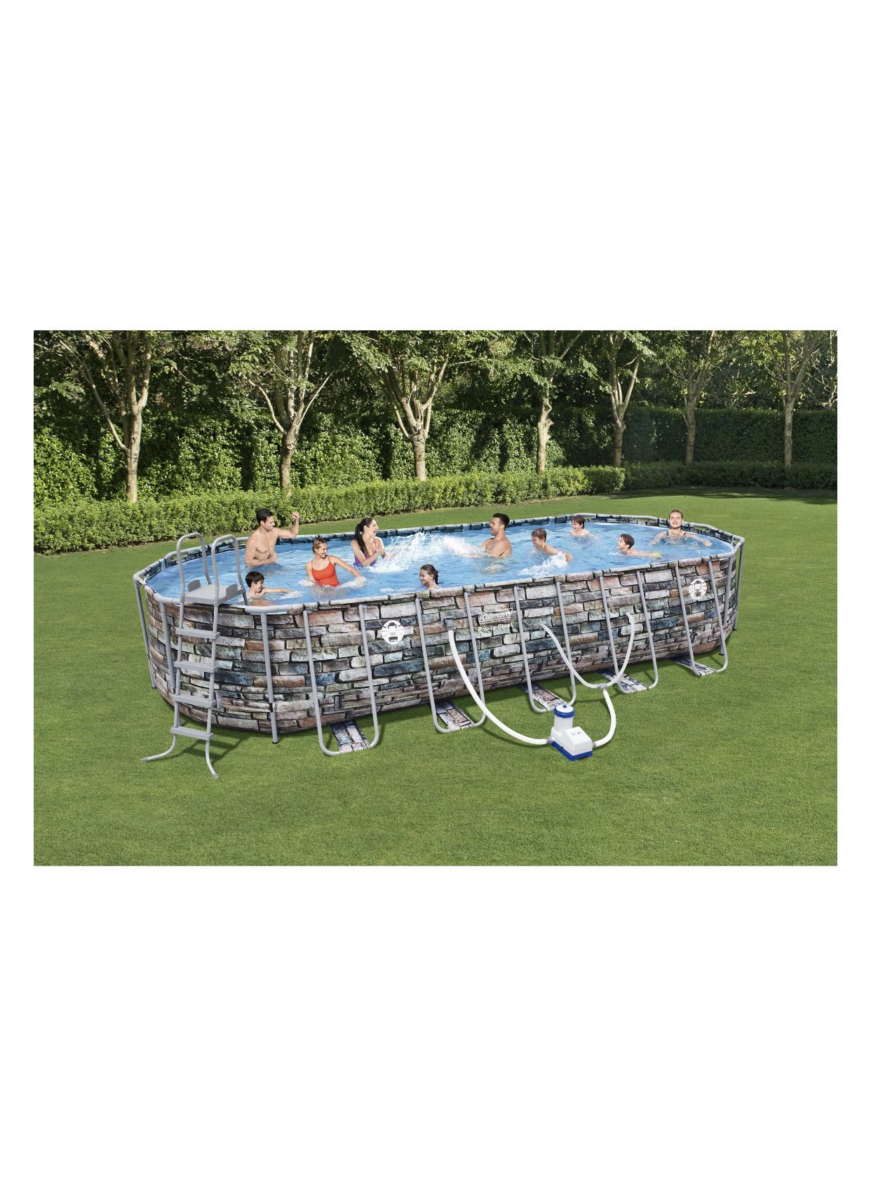 Coleman 26' x 12’ x 52" Power Steel Oval Above Ground Swimming Pool Set with WiFi Pump & pool cover