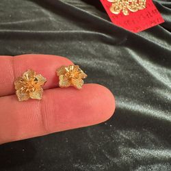 24k Plated Flower Earrings 