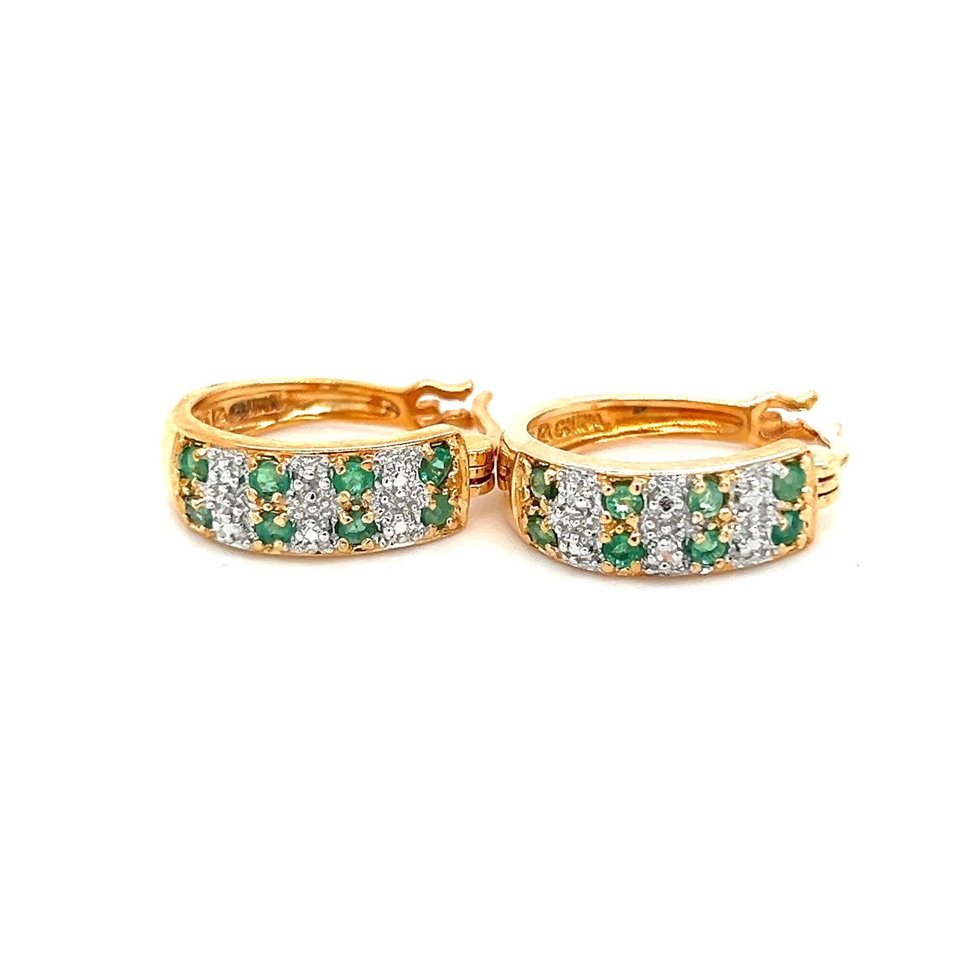 925 Genuine Diamonds & Emeralds Earrings