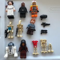 LEGO STAR WARS MINIFIGURE LOT 8 FIGS R2-D2 PRINCESS LEIA BATTLE DROIDS PILOT