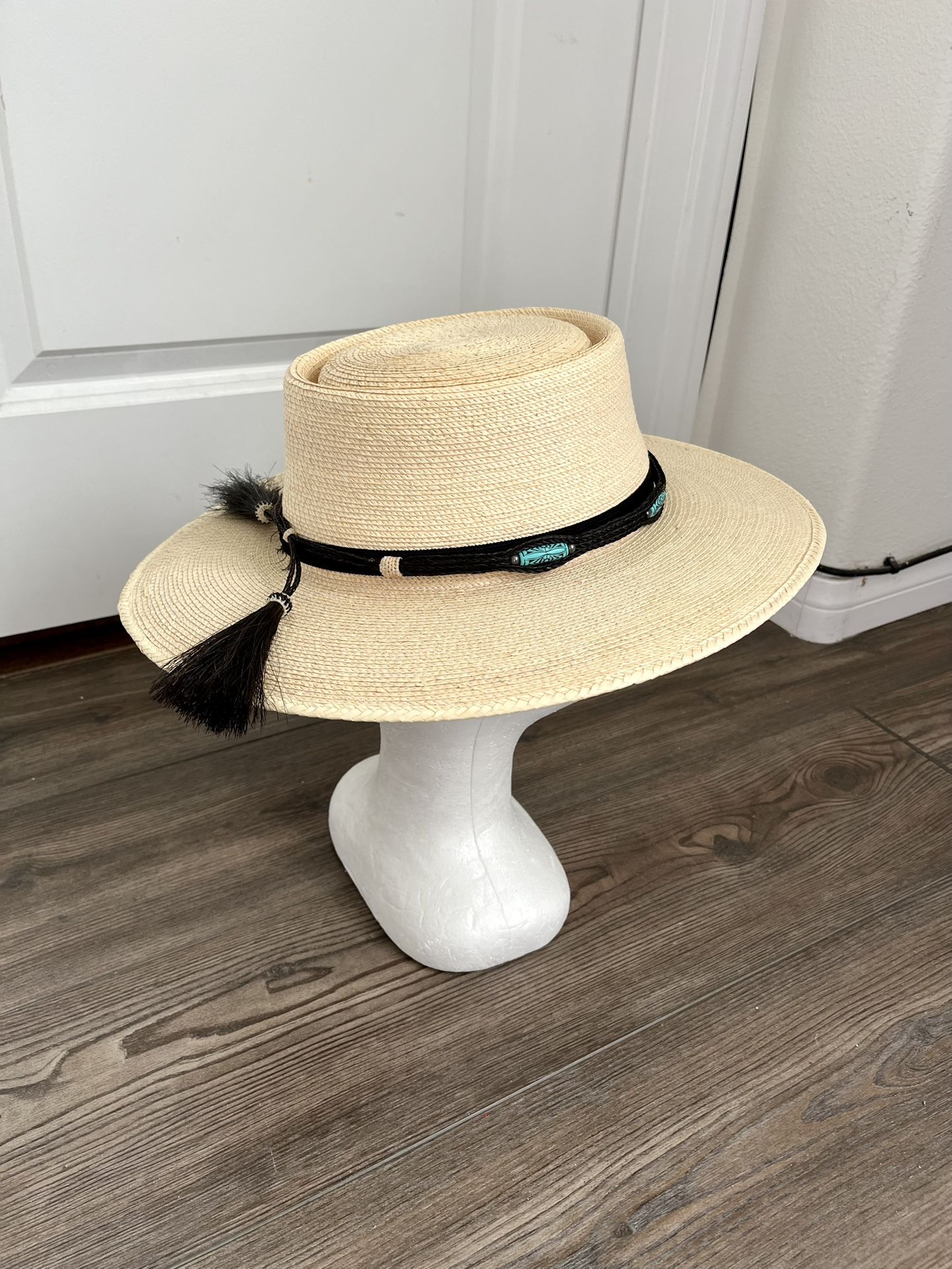 Handcuffed of Palm Leaves In Guatemala Sun Hat 7/8 (55) Sun Body Hats Open Road Guatemalan Fine Palm Leaf Straw Hat – Village Hat Shop main image 4