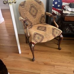Upholstered Armchair With Wooden Legs