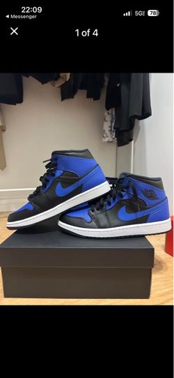 Air Jordan 1 Mid “Hyper Royal Tumbled Leather” – Men’s Size 9
