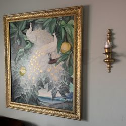 Elegant Peacock Artwork – Beautiful Gold Frame (32x46)