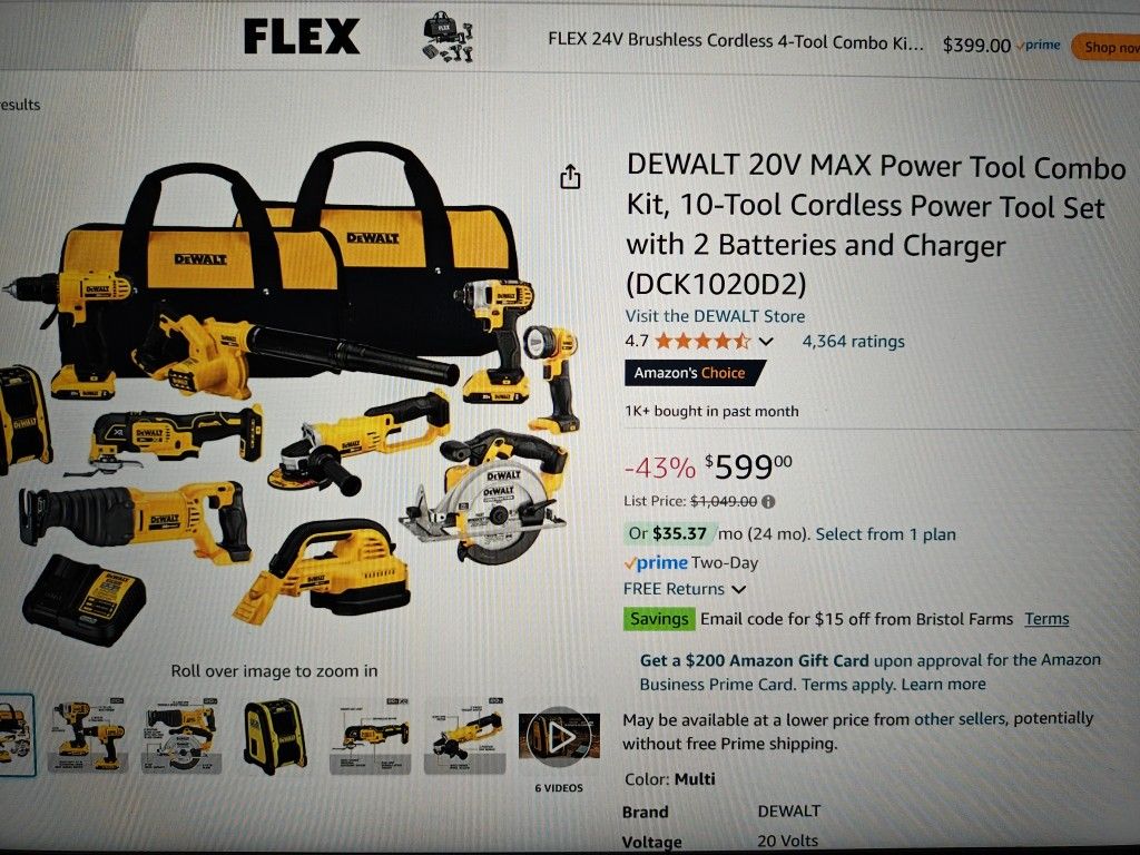 Dewalt 20v Max Power Tool Combo Kit 10 Tools Cordless