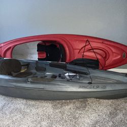 Red And Gray Kayaks