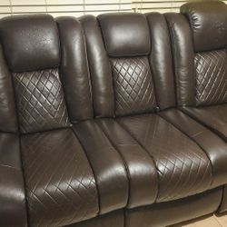 Electric Reclining Sofa (Cat Damaged)
