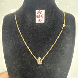 14K Solid Gold Chain and Pendant For Wedding 5.8 Gr 18 Inches Long 