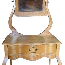 Antique Oak Dresser With Mirrror & Drawer