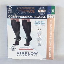 Copper Fit Elite Compression Socks 2-Pack Available in Size L/XL