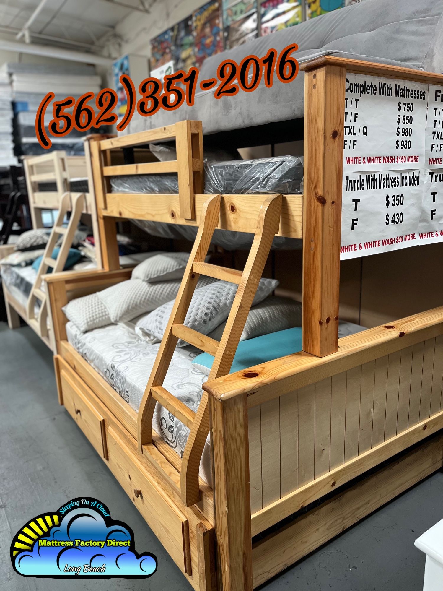Beautiful Natural Twin-Full Pinewood Bunk Bed 🪵