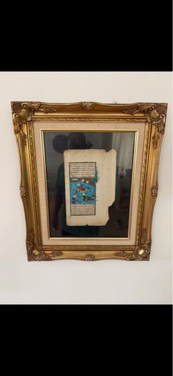 Vintage Framed Ottoman / Persian Manuscript Miniature Painting