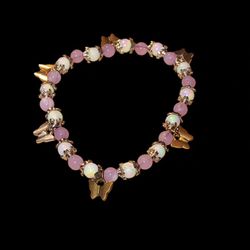 Purple And White Butterfly Bracelet 