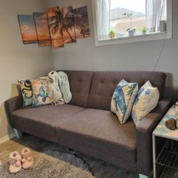 FUTON PORTER FABRIC TUFTED TURNS INTO A BED