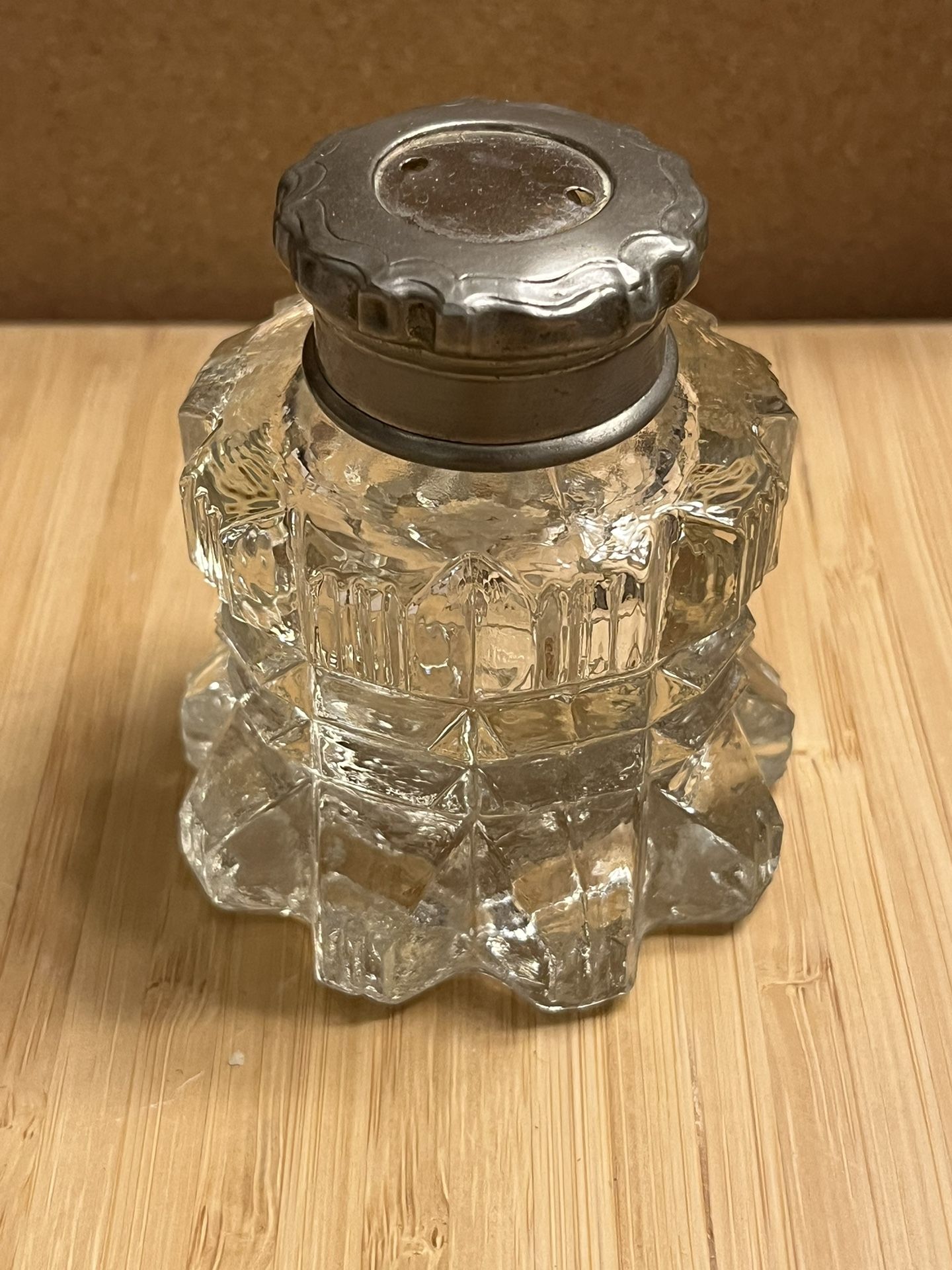 Antique Art Deco Glass Bottle Inkwell Or Perfume Bottle 