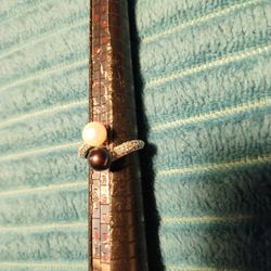 Sterling Silver Double Pearl Ring