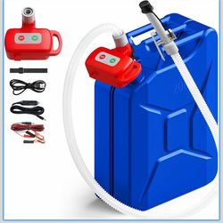 Rechargeable fuel transfer pump with automatic shut-off and leak protection; automatic gas can pump with a 3.4 GPM flow rate and an extra-long 71-inch
