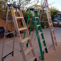 3 ladders 1 is 8 ft Aluminium asking $80  green new asking $75  is 6 ft Ladder gorilla 6ft Aluminium is $50 