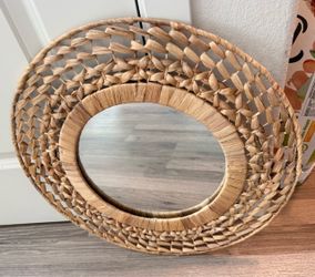 Round Woven Rattan Wall Mirror