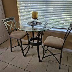 Glass Top Bar Height Table With 4 Chairs
