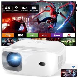 4K Smart WiFi Bluetooth Projector with HiFi Speaker – Home Theater & Streaming Compatible