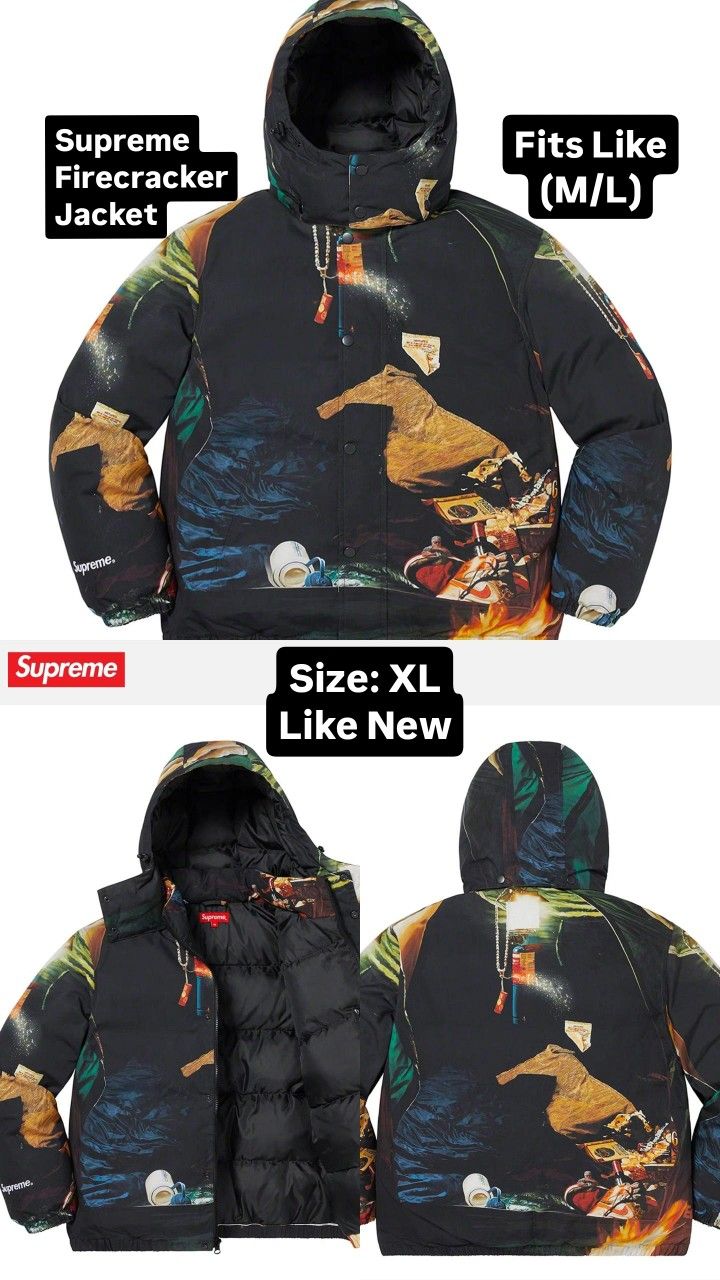 Like New. Supreme Firecracker Down Jacket. Size XL (Pick Up Only)