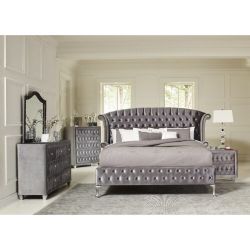 Grey Upholstered Platform 4 Piece Bedroom Set -Queen or King (NO CREDIT CHECK FINANCING AVAILABLE)