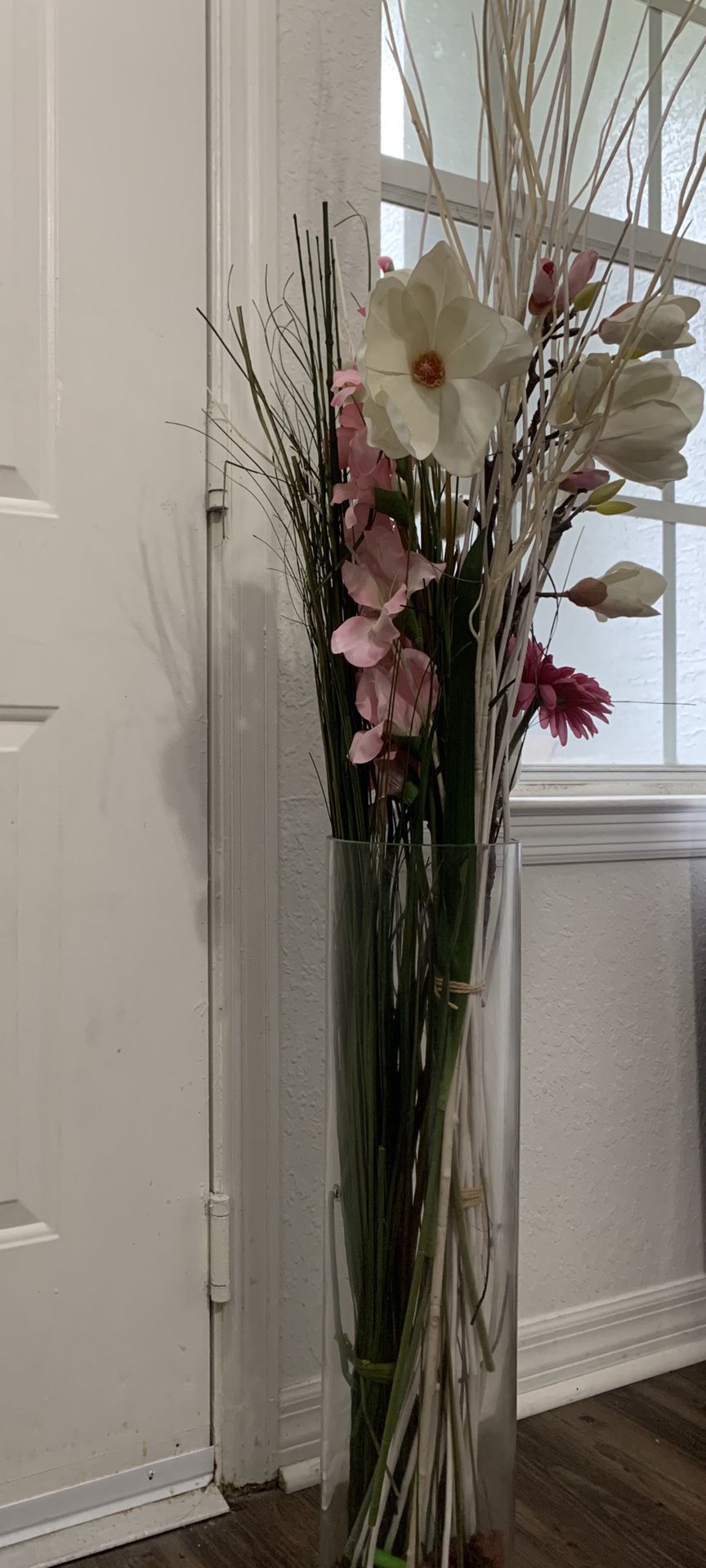 IKEA big glass vase with artificial flower