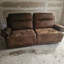 Brown Suede Dual Recliner 