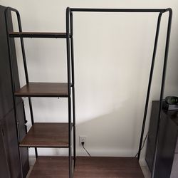 Metal Garment Rack with Wood Shelf, specifically the 4-shelf model.