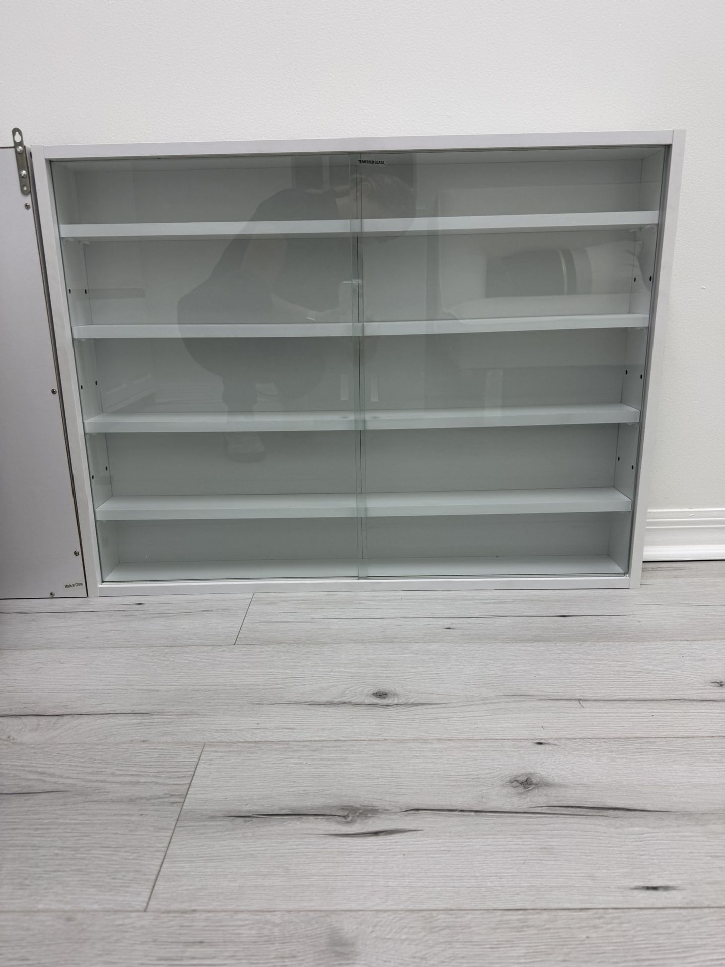 Wall-Mounted Display Shelf with Glass Sliding Doors (2 units)