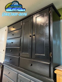 Black pinewood wardrobe dresser ropero chest cajonera Comoda