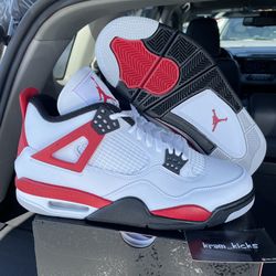 New*  Air JORDAN 4 Retro "Red Cement" White Red Black MENS Size 8 US - OG All DS