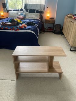 Light Wood Step Shelf Side Table