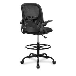Primy Drafting Chair Tall Office Chair with Flip-up Armrests Executive Ergonomic Computer Standing Desk Chair with Lumbar Support and Adjustable Footr