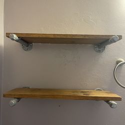 Wood and pipe shelves