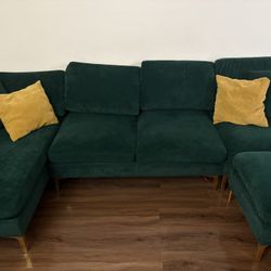 Green Velvet Sectional