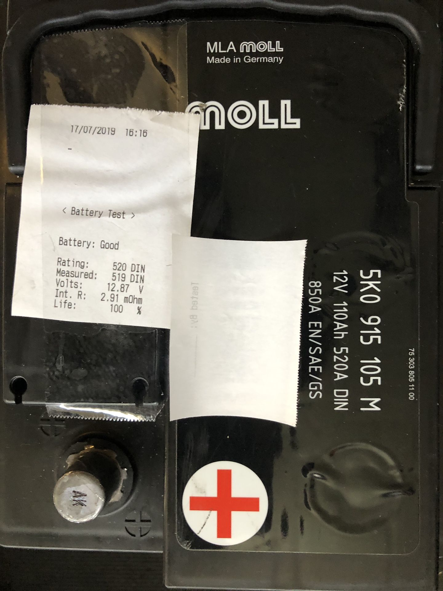 Moll battery for VW Touareg 5k0915105m