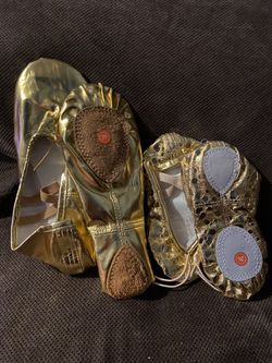 Gold ballet dance shoes