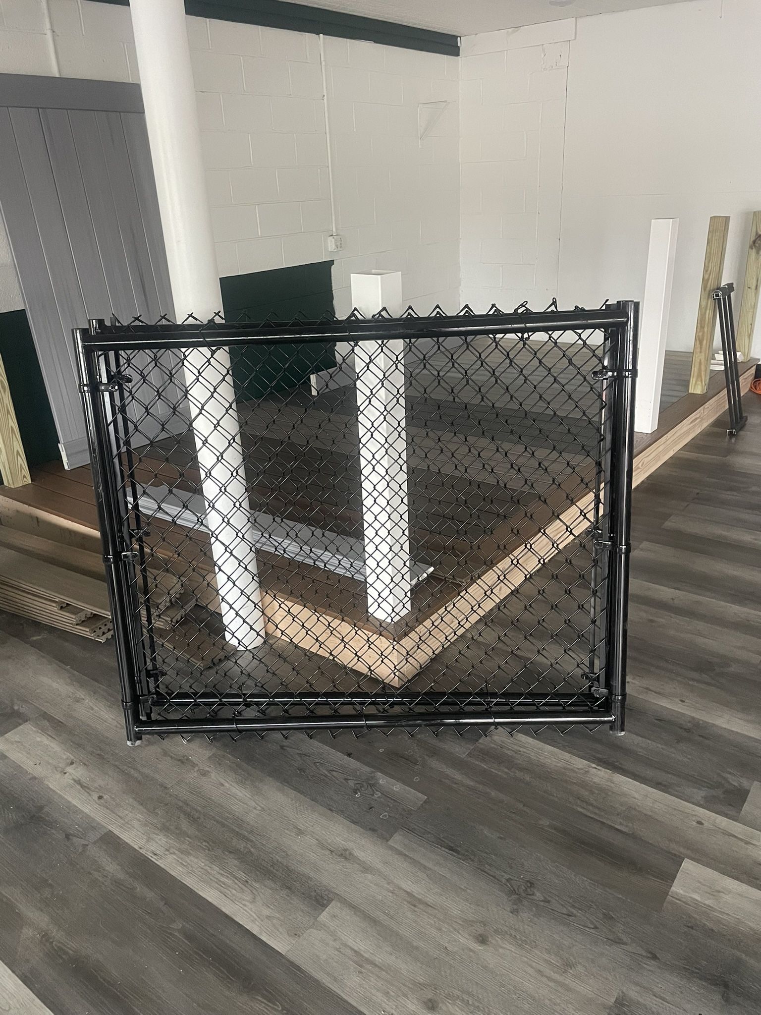 4-ft H x 10-ft W Black steel Drive-thru Chain Link Fence Gate