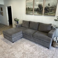 Bonaterra Charcoal Grey Fabric 97" Sofa with Reversible Chaise