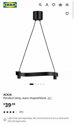 Brand New! IKEA ACKJA Black Ceiling Pendant Lamp